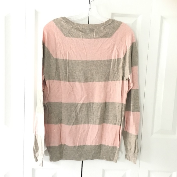 womens gray and pink striped sweater - Picture 3 of 3
